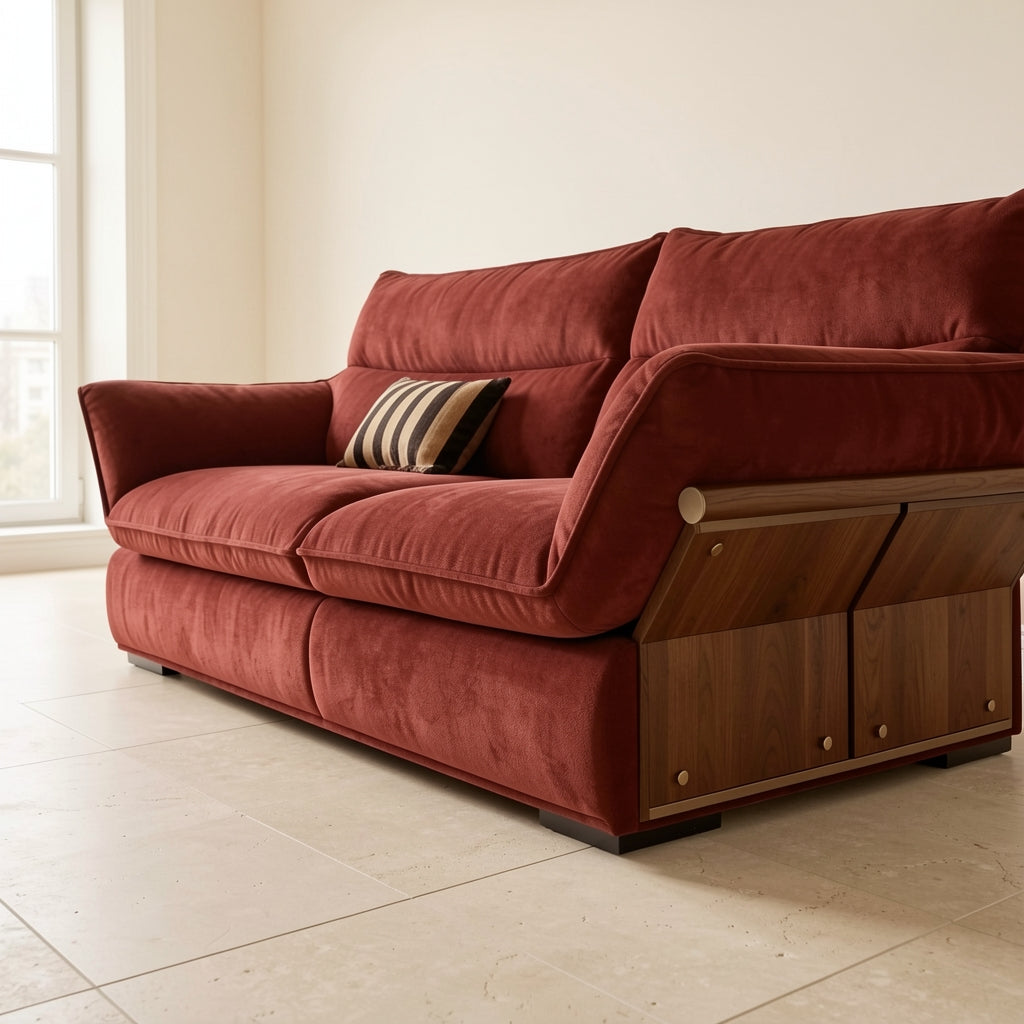 Rectangular Red Sofa in low