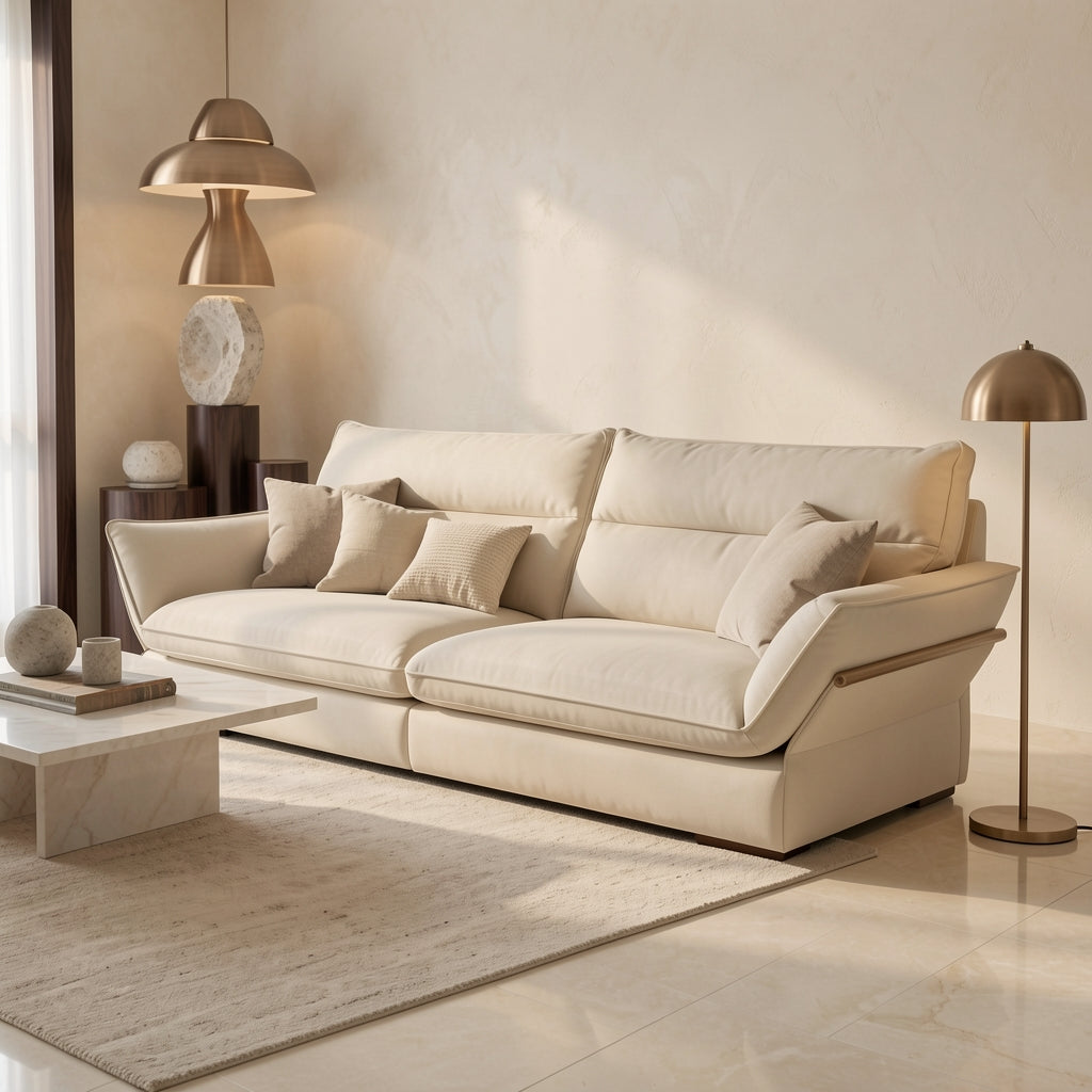 Rectangular Red Sofa in marble bronze