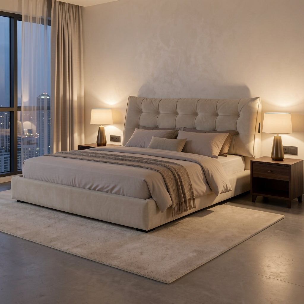 Tufted Bed · Edition 2 in urban dusk