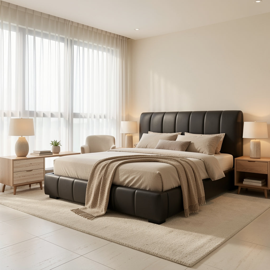 Black Tufted Bed · Edition 4 in home staged