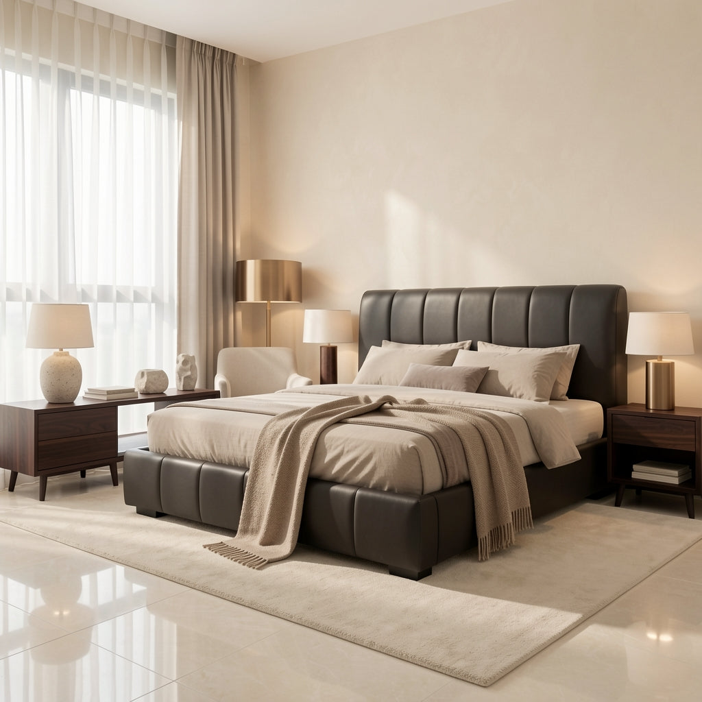Black Tufted Bed · Edition 4 in marble bronze