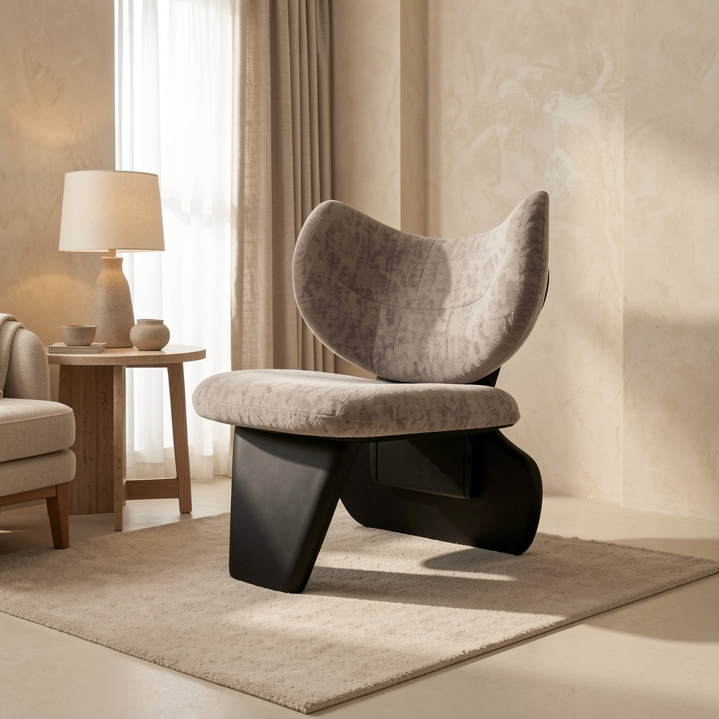 Curved Accent Chair · Edition 3 in tonal taupe cocoon