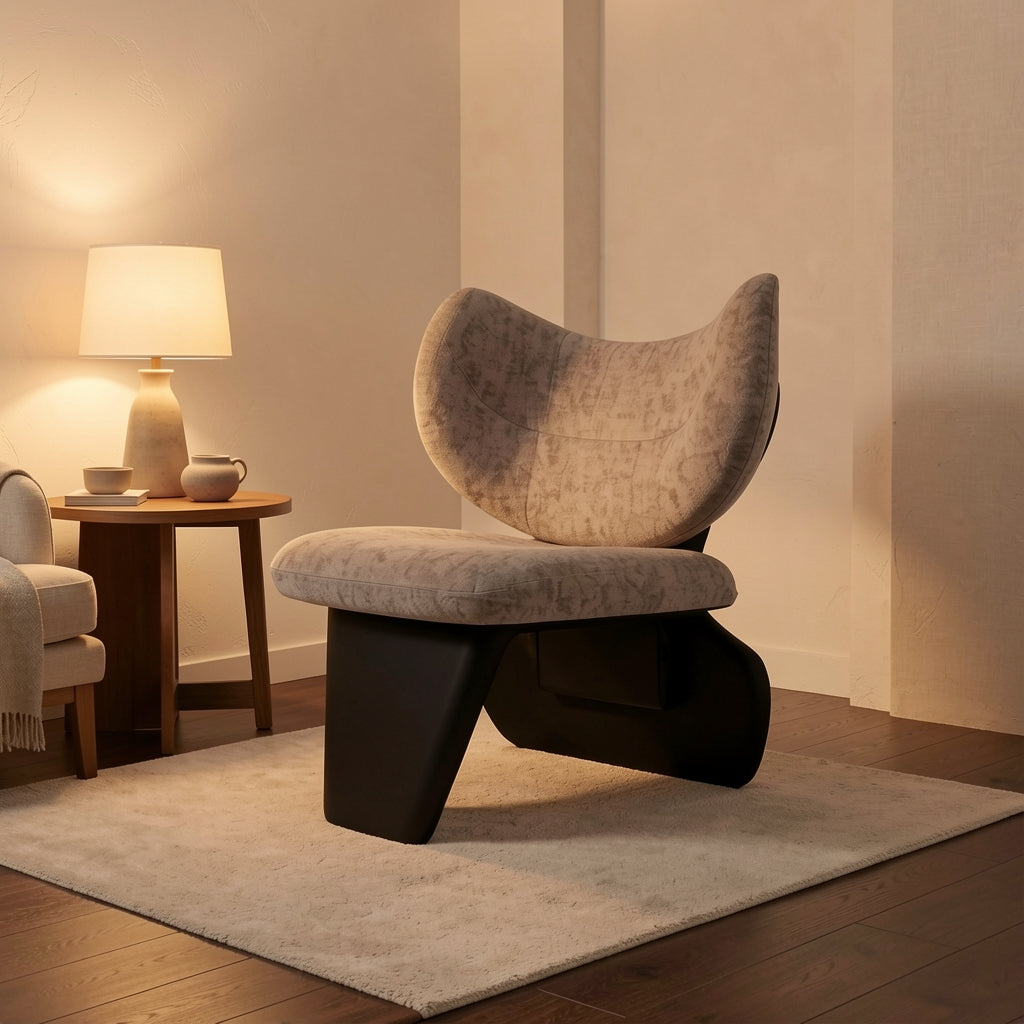 Curved Accent Chair · Edition 3 in warm evening walnut