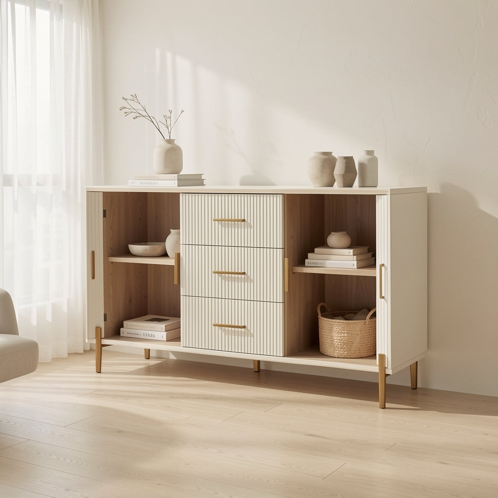 White Cabinet · Edition 1 in soft oak daylight