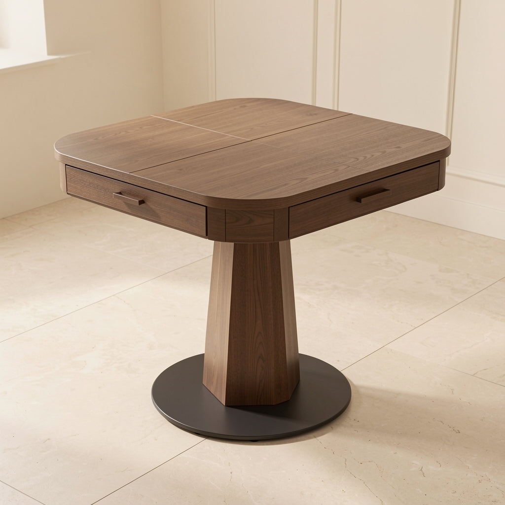 Black Round Dining Table in elevated
