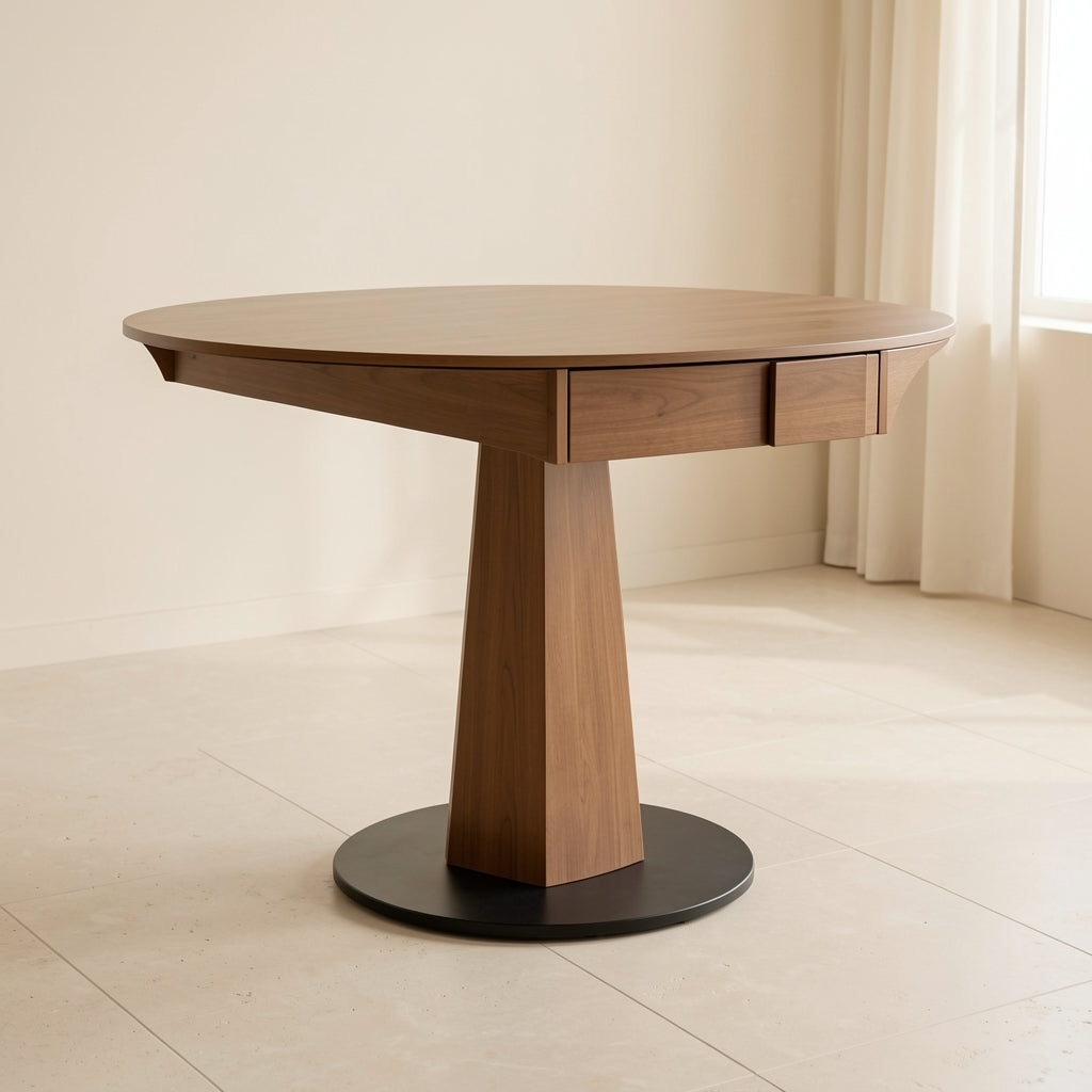 Black Round Dining Table in left