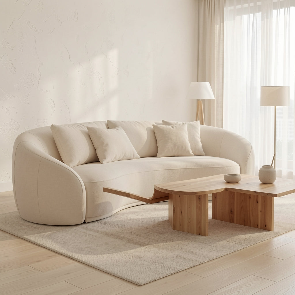 Striped Sofa in soft oak daylight