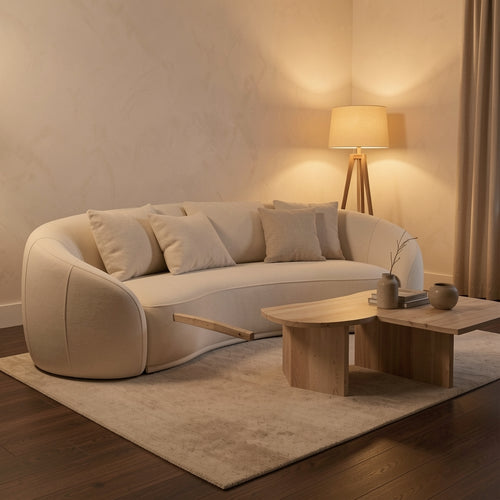 Striped Sofa in warm evening walnut