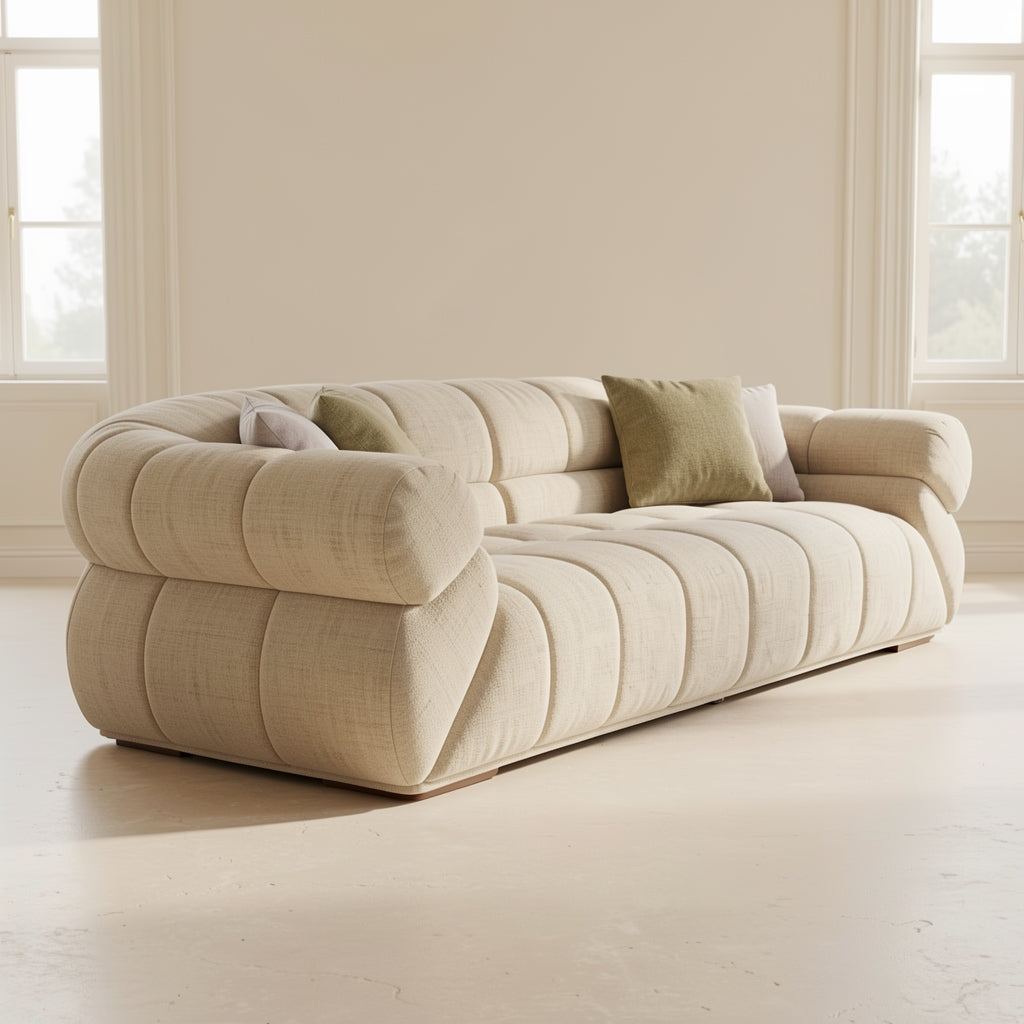 Green Tufted Sofa in left