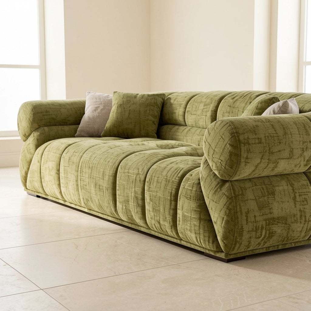 Green Tufted Sofa in low