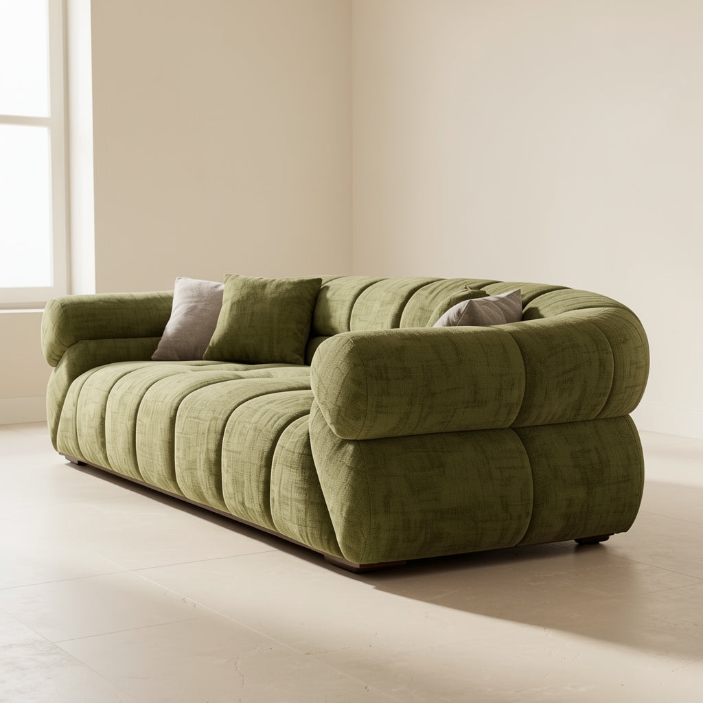 Green Tufted Sofa in right