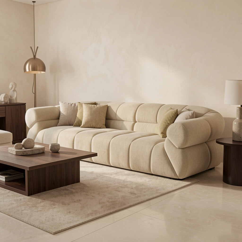 Green Tufted Sofa in marble bronze