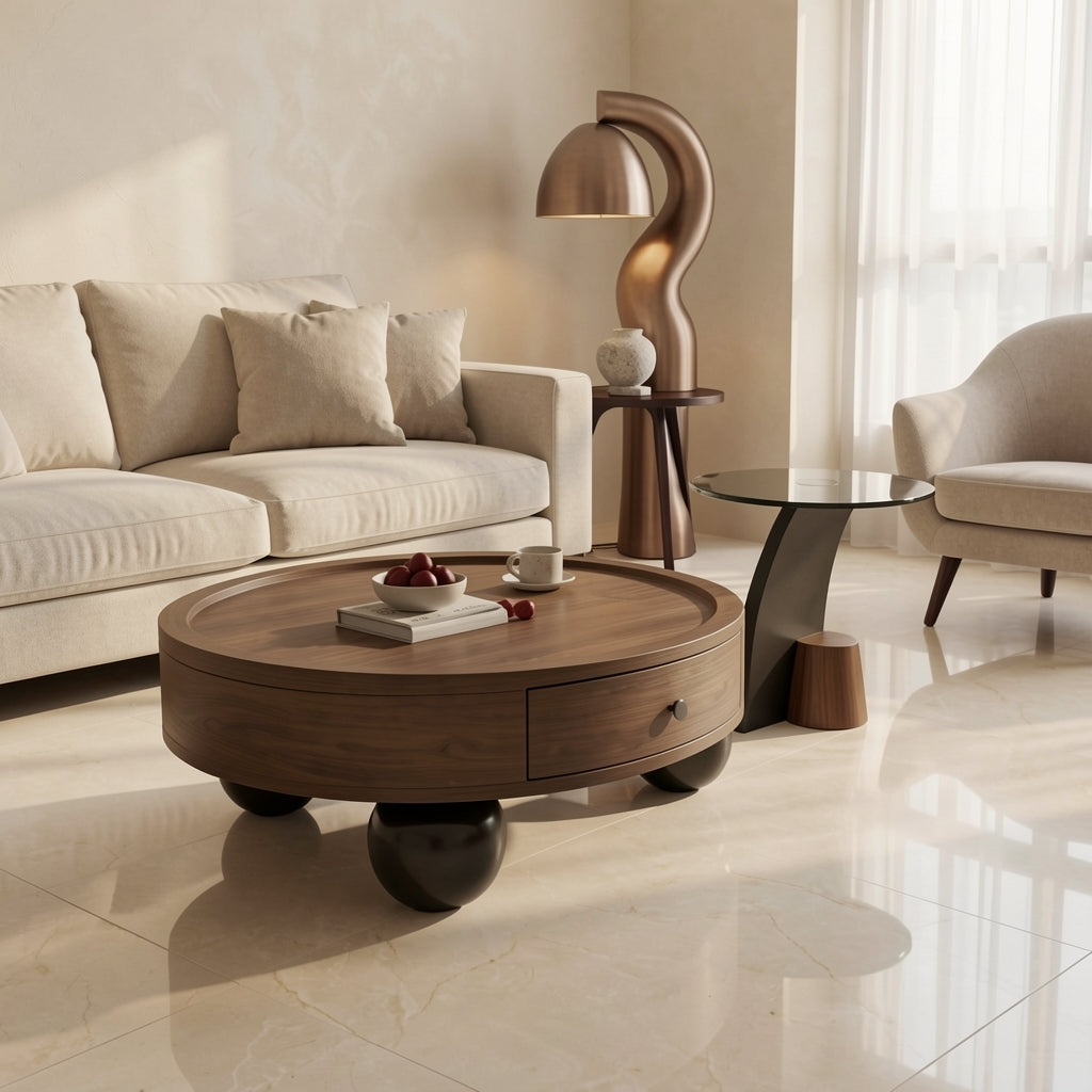Round Coffee Table · Edition 8 in marble bronze