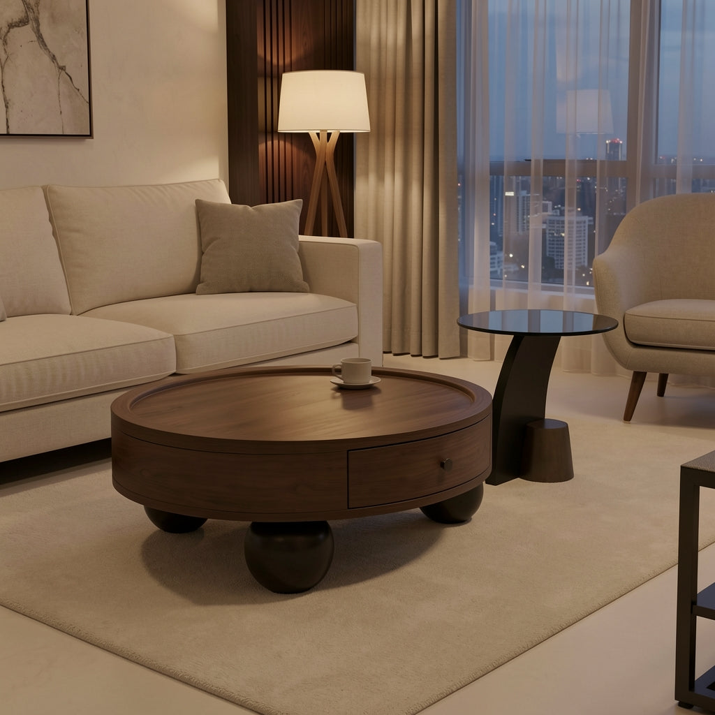 Round Coffee Table · Edition 8 in urban dusk
