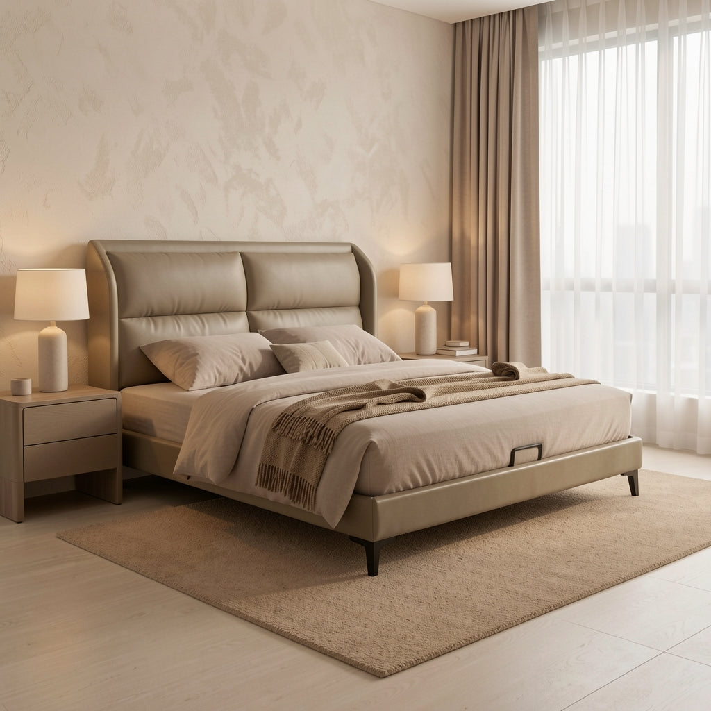 Tufted Bed · Edition 3 in tonal taupe cocoon
