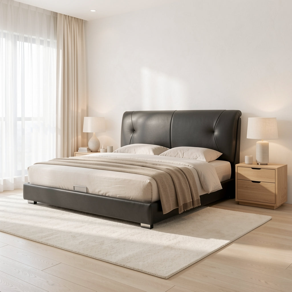 Black Bed · Edition 3 in soft oak daylight