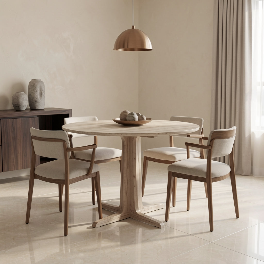 White Round Dining Table · Edition 4 in marble bronze