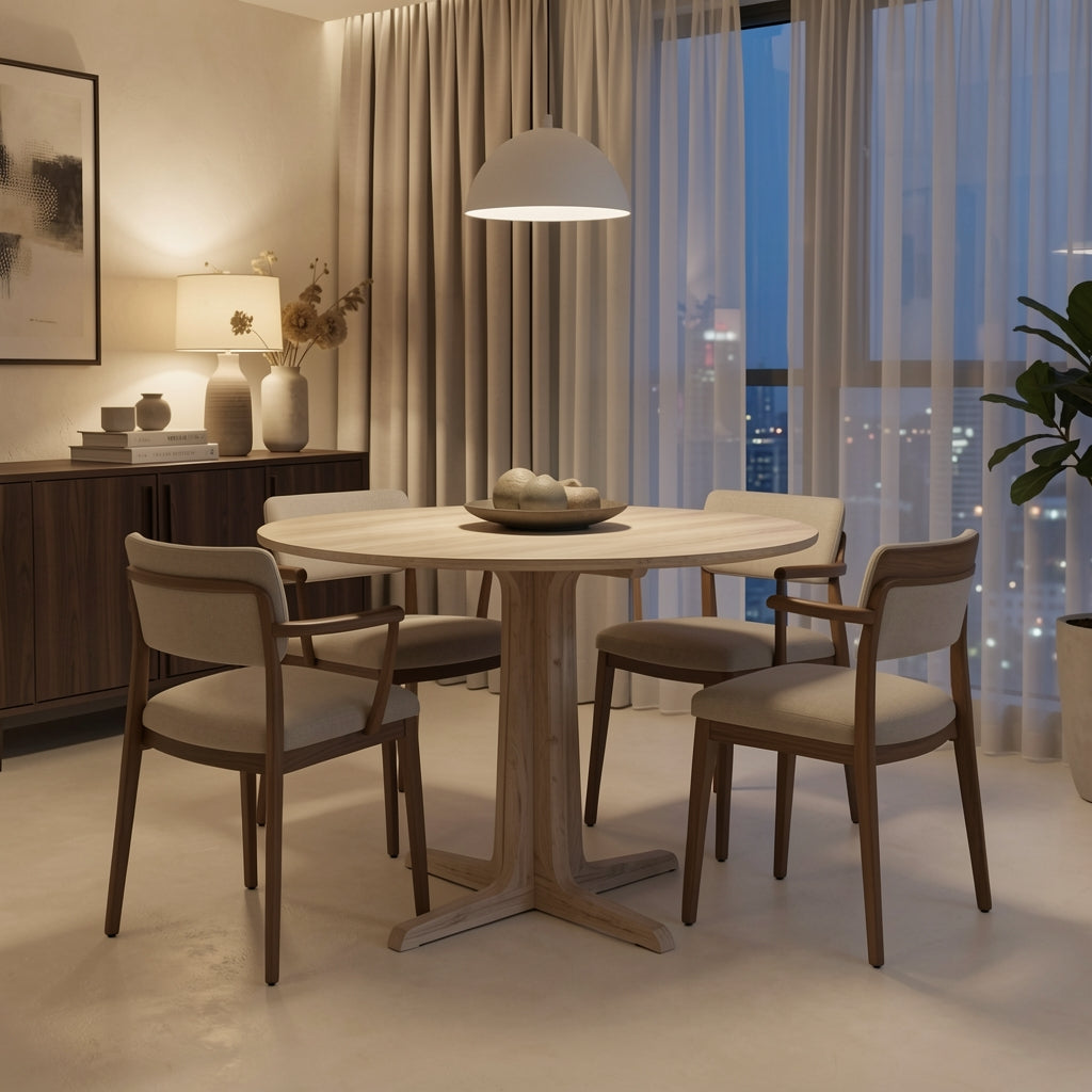 White Round Dining Table · Edition 4 in urban dusk