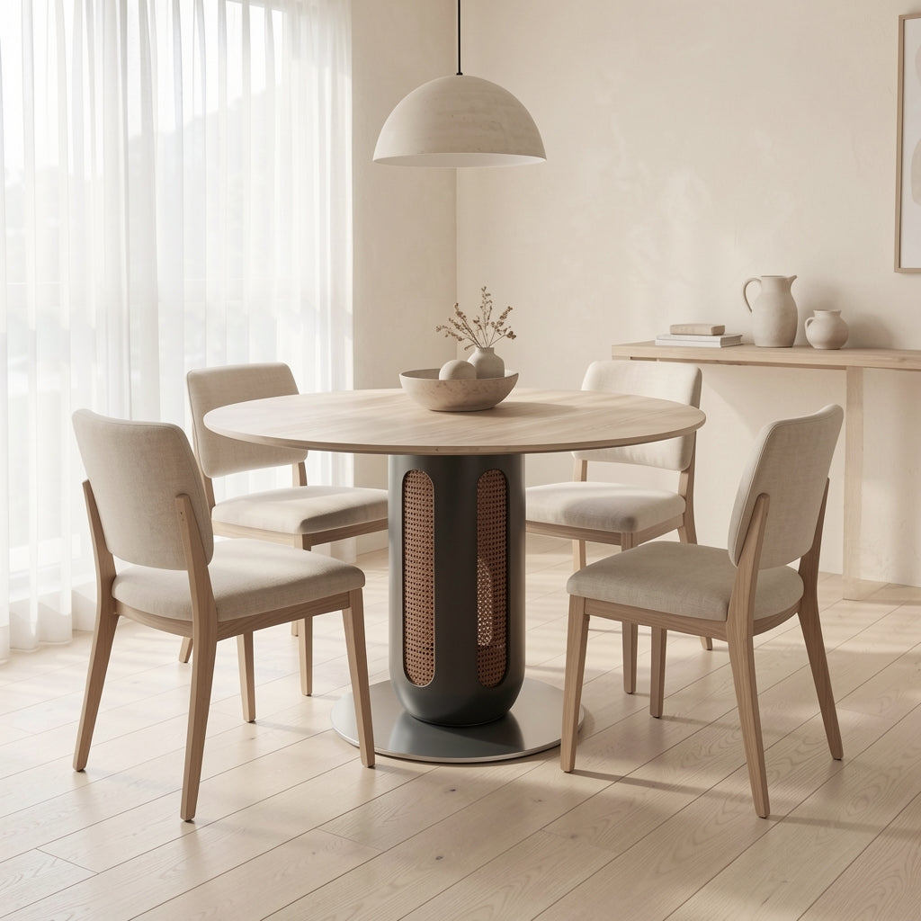 Light Round Dining Table · Edition 2 in soft oak daylight