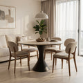 Simple Round Dining Table in home staged