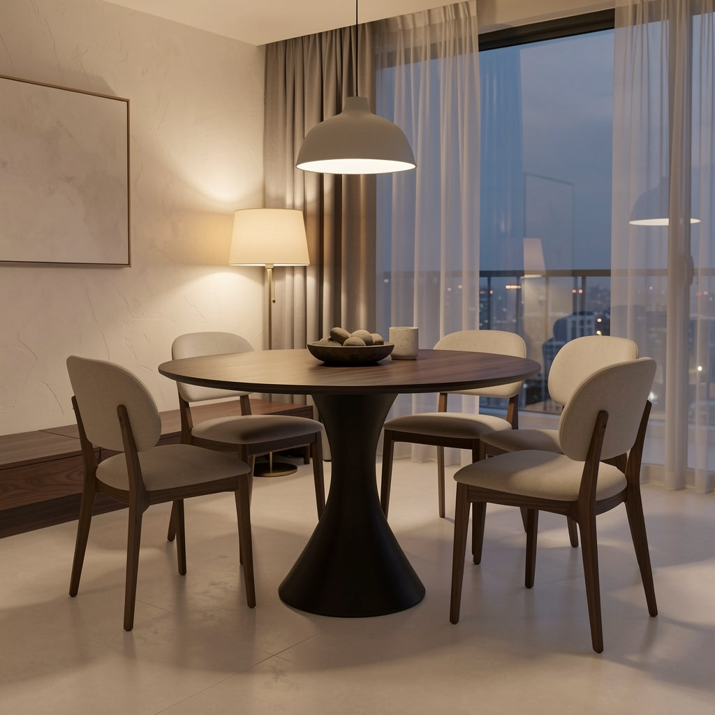 Simple Round Dining Table in urban dusk