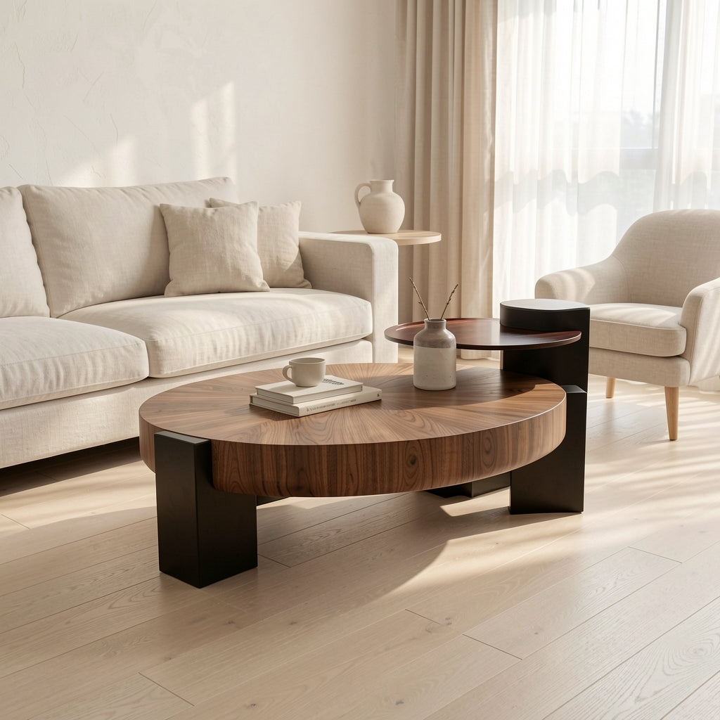 Round Coffee Table · Edition 10 in soft oak daylight