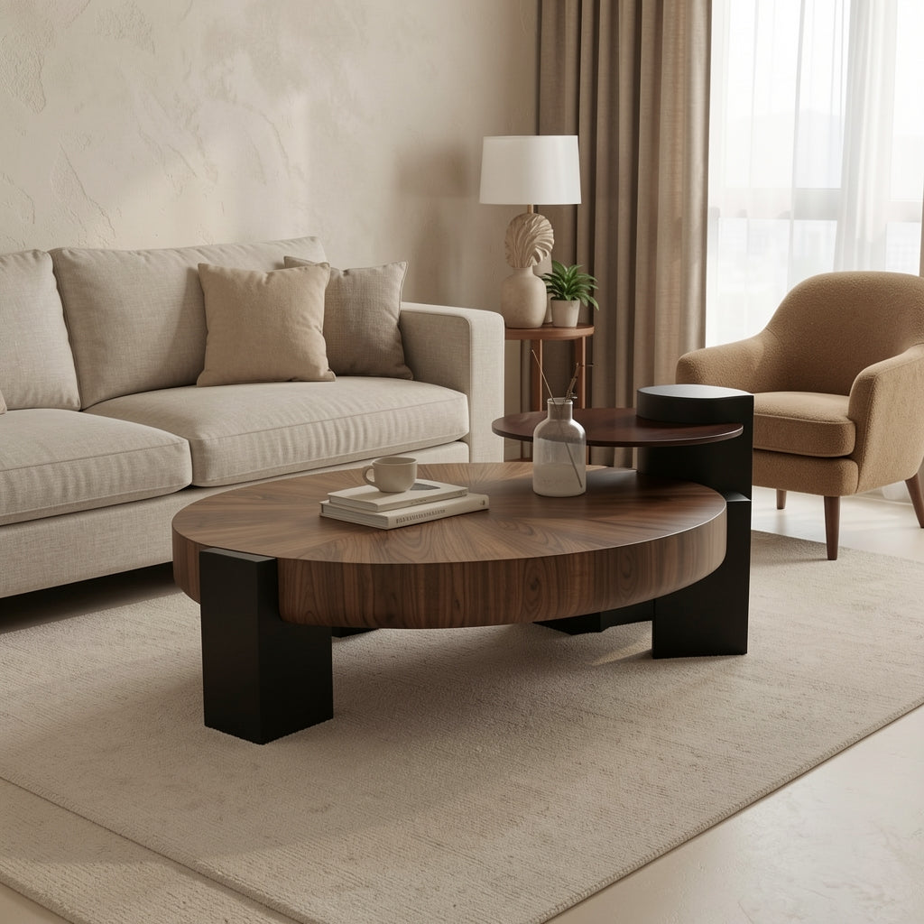 Round Coffee Table · Edition 10 in tonal taupe cocoon