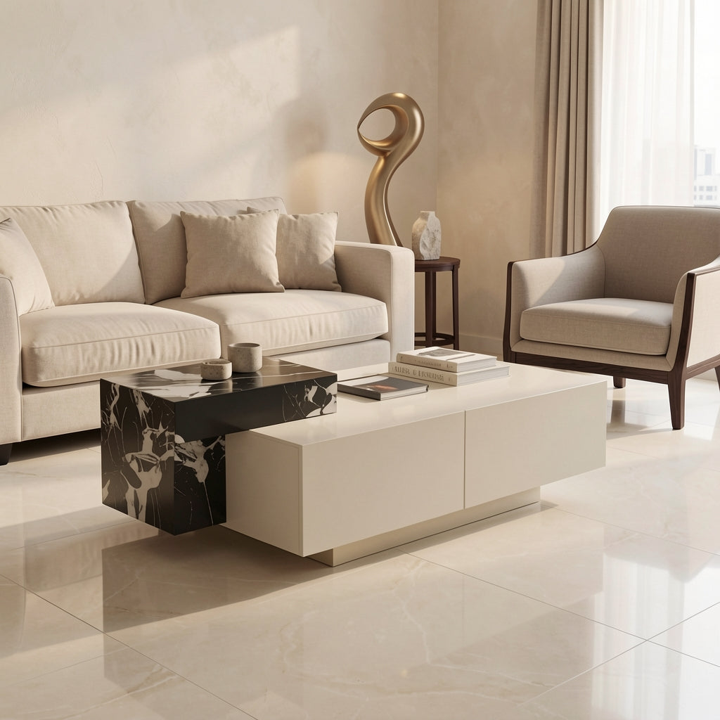 Rectangular Coffee Table · Edition 4 in marble bronze