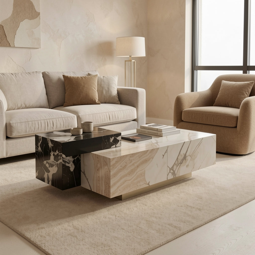 Rectangular Coffee Table · Edition 4 in tonal taupe cocoon