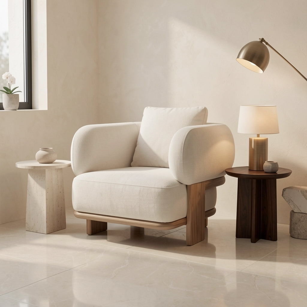 Modern Accent Chair in marble bronze