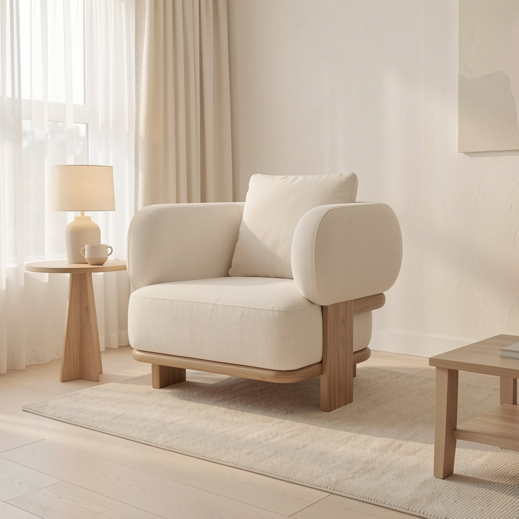 Modern Accent Chair in soft oak daylight
