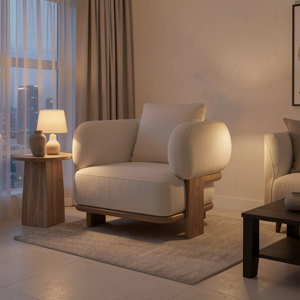 Modern Accent Chair in urban dusk