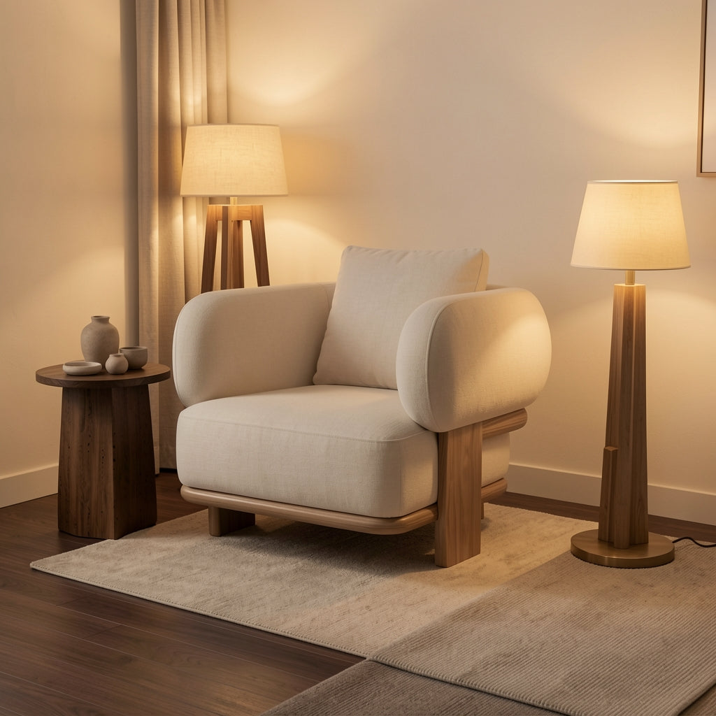 Modern Accent Chair in warm evening walnut