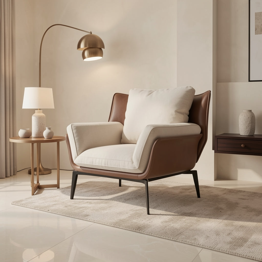 Gray Accent Chair in marble bronze