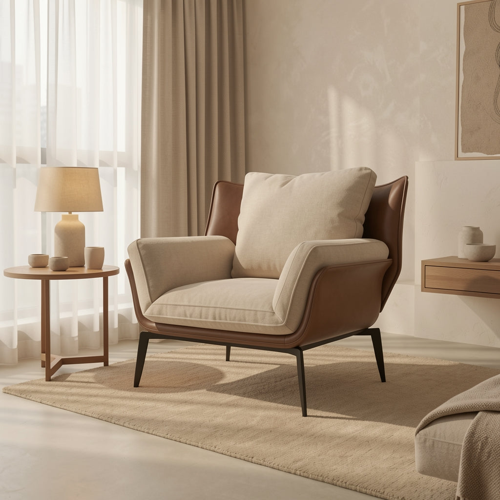 Gray Accent Chair in tonal taupe cocoon
