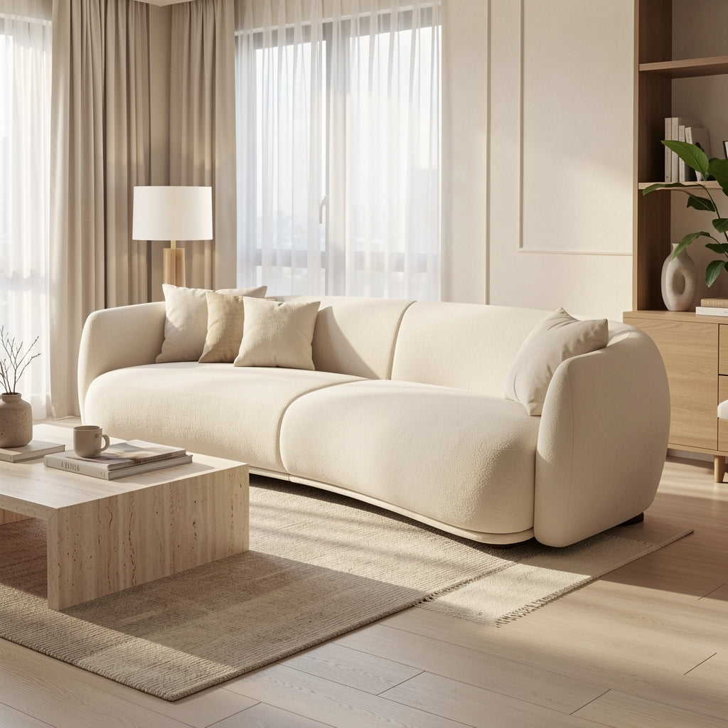 Curved Low-Profile Sofa in home staged