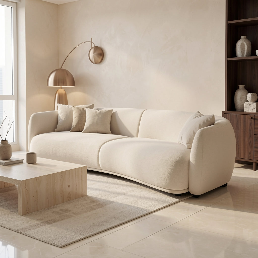 Curved Low-Profile Sofa in marble bronze