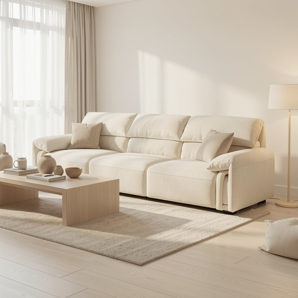 Gray Chaise Lounge Sofa in soft oak daylight