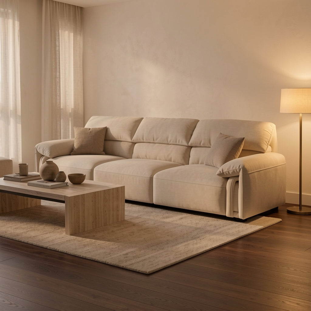 Gray Chaise Lounge Sofa in warm evening walnut
